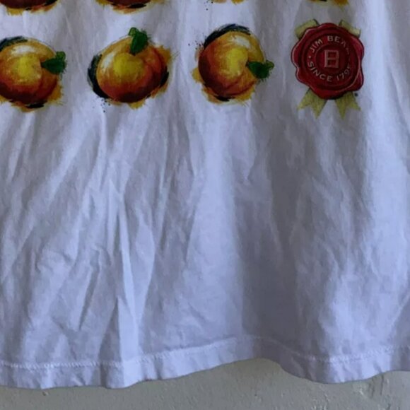 Jim Beam Tank Top Medium Large Sleeveless Peaches Peach White Crew Neck - Picture 4 of 8